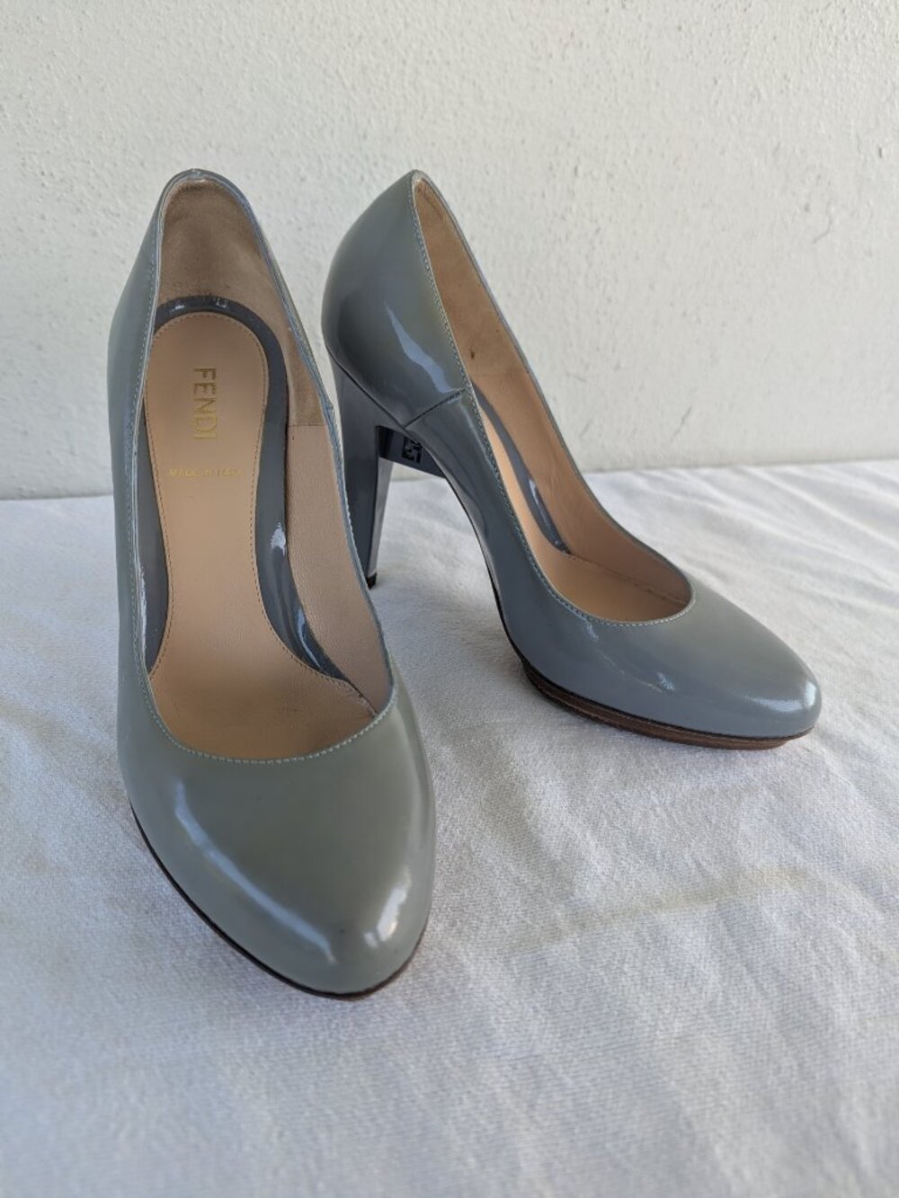 Fendi Genuine Leather High Heel Pumps Size 36 EU Italian Luxury, Gray